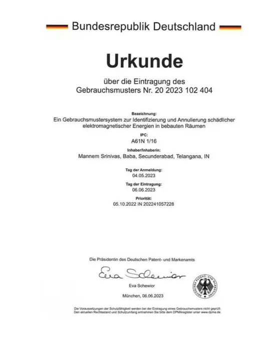 German utility model certificate (Urkunde) — Bundesrepublik Deutschland