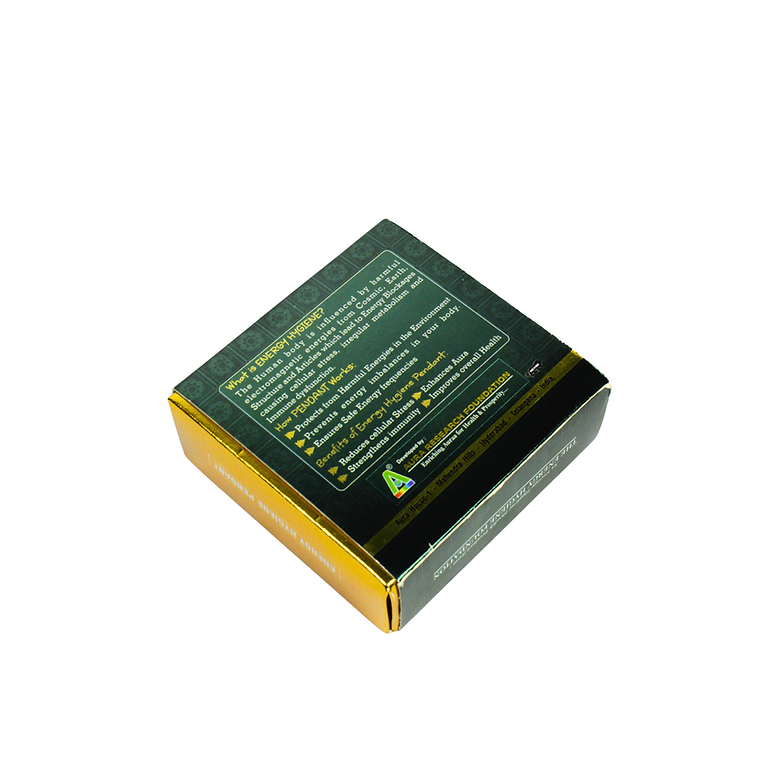 Energy Hygiene Pendant — box back with details